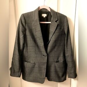 LOFT Petites 6P Gray and Black Houndstooth Blazer Suit Jacket
